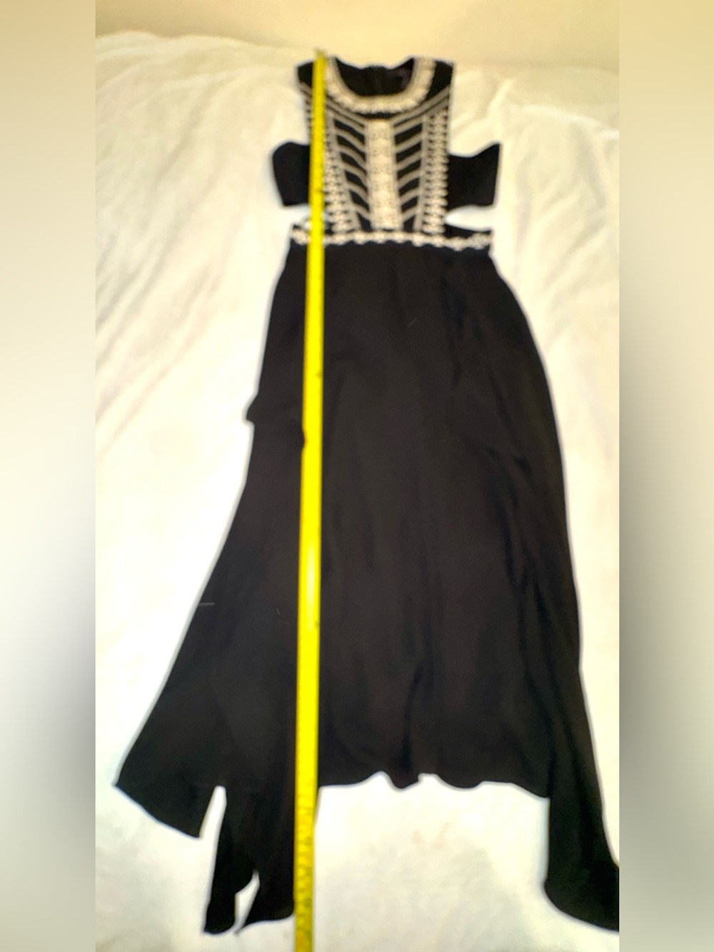 BCBGMAXAZRIA Adelia Embellished Cutout Handkerchief Dress Size 0 - Picture 7 of 13